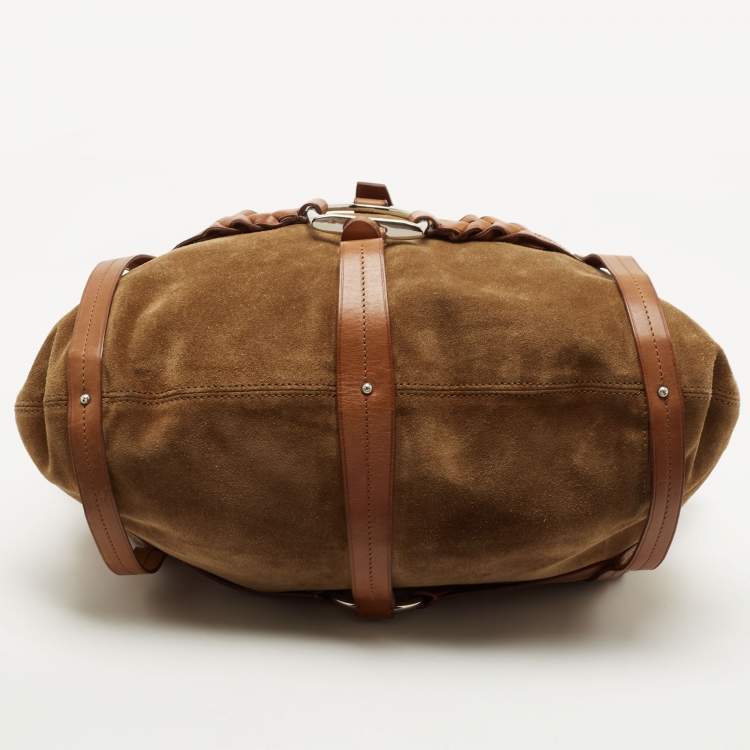 Pre Owned Ralph Lauren Brown Suede and Leather Stirrup Shoulder Bag