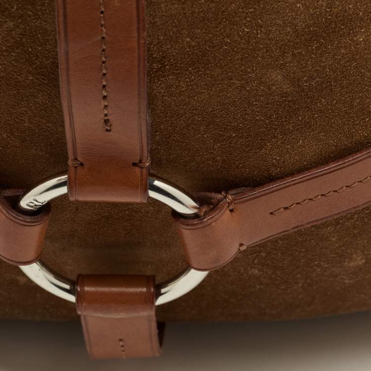 Pre Owned Ralph Lauren Brown Suede and Leather Stirrup Shoulder Bag