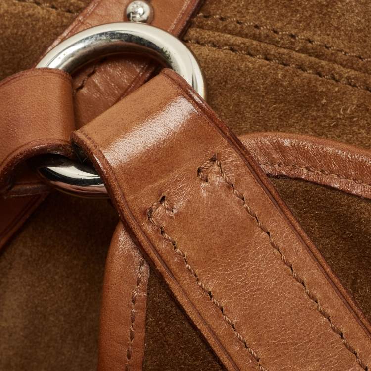 Pre Owned Ralph Lauren Brown Suede and Leather Stirrup Shoulder Bag