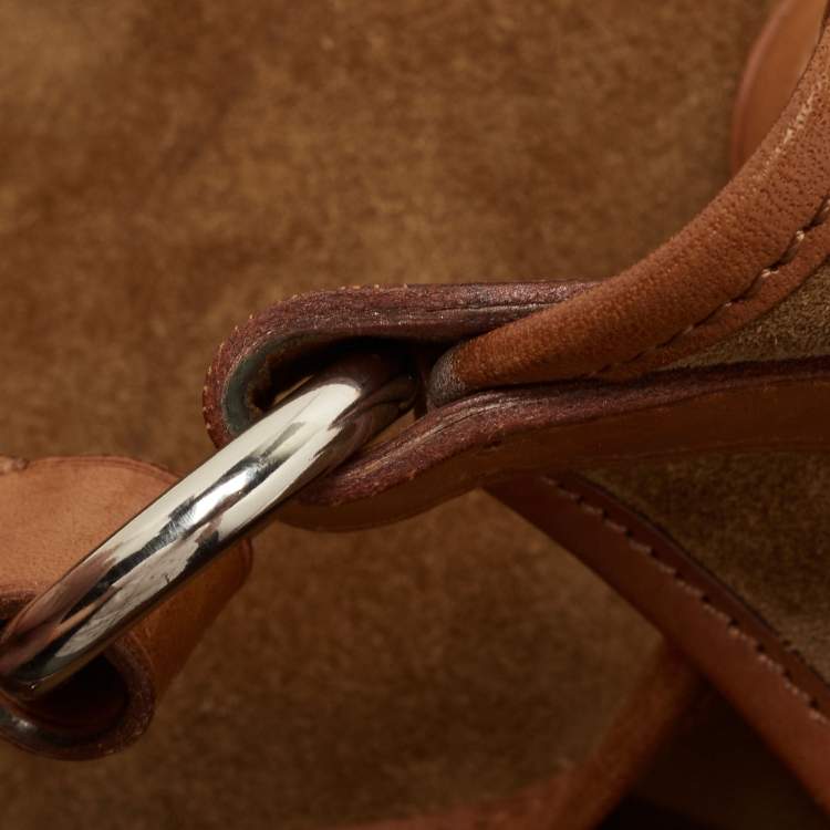 Pre Owned Ralph Lauren Brown Suede and Leather Stirrup Shoulder Bag