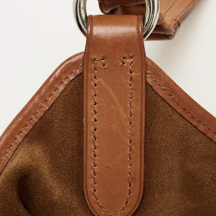 Pre Owned Ralph Lauren Brown Suede and Leather Stirrup Shoulder Bag