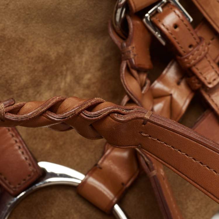 Pre Owned Ralph Lauren Brown Suede and Leather Stirrup Shoulder Bag