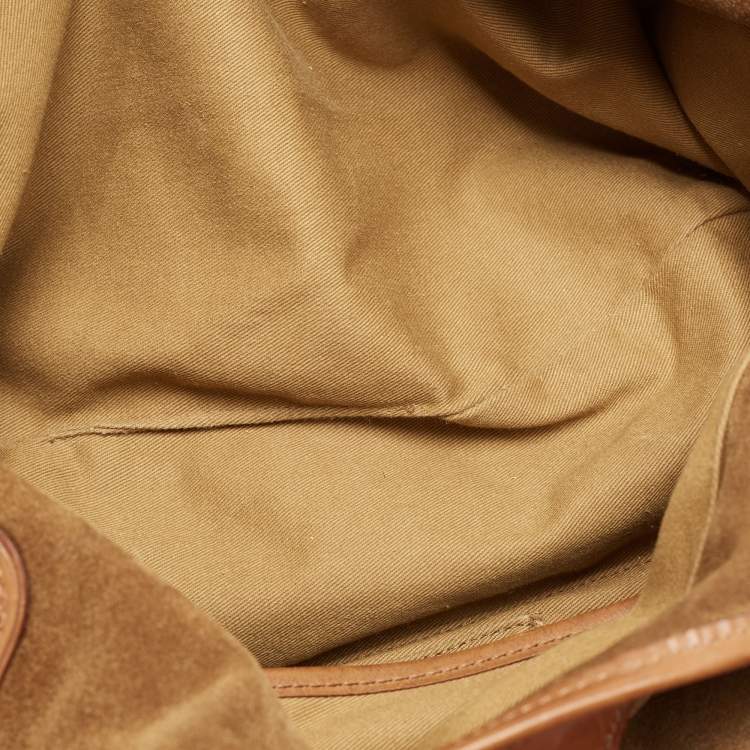 Pre Owned Ralph Lauren Brown Suede and Leather Stirrup Shoulder Bag