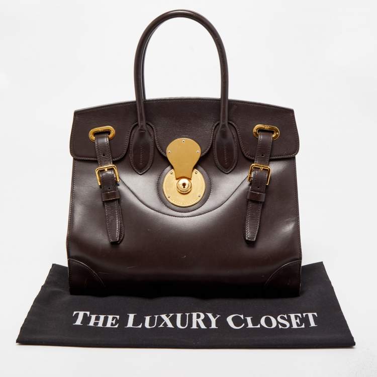 Pre Owned Ralph Lauren Dark Brown Leather Ricky 33 Tote