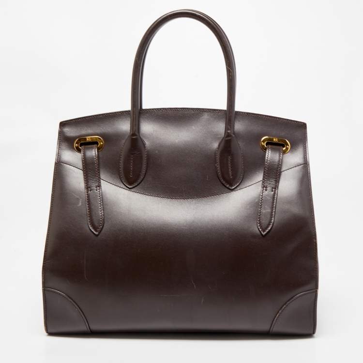 Pre Owned Ralph Lauren Dark Brown Leather Ricky 33 Tote