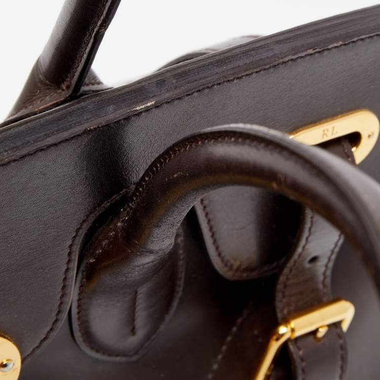 Pre Owned Ralph Lauren Dark Brown Leather Ricky 33 Tote