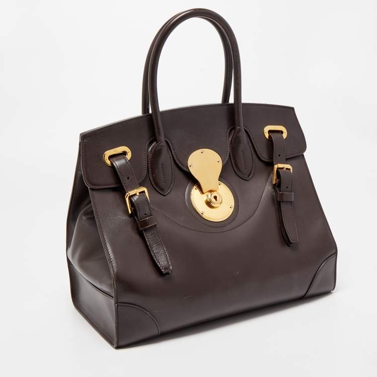 Pre Owned Ralph Lauren Dark Brown Leather Ricky 33 Tote