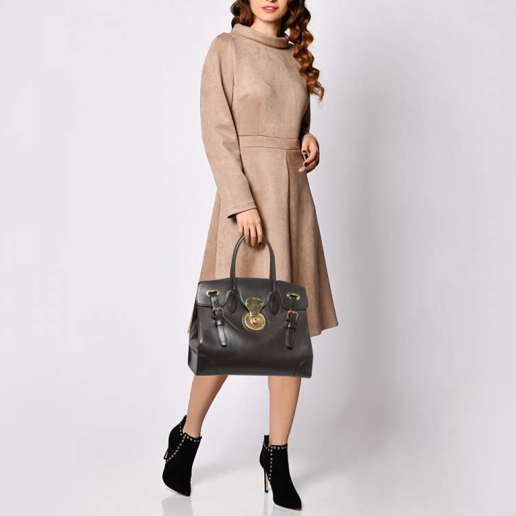 Pre Owned Ralph Lauren Dark Brown Leather Ricky 33 Tote