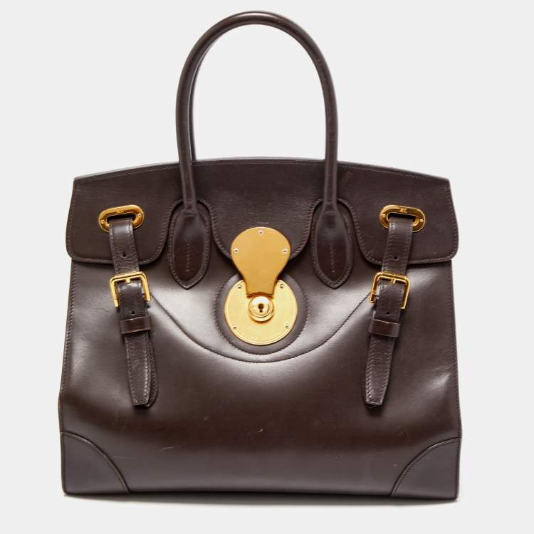 Pre Owned Ralph Lauren Dark Brown Leather Ricky 33 Tote
