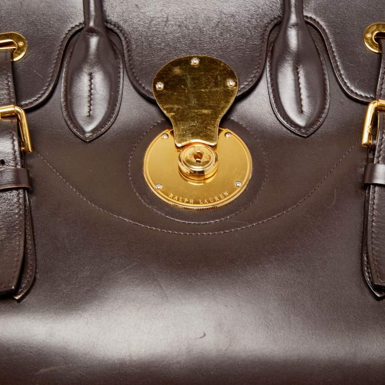 Pre Owned Ralph Lauren Dark Brown Leather Ricky 33 Tote