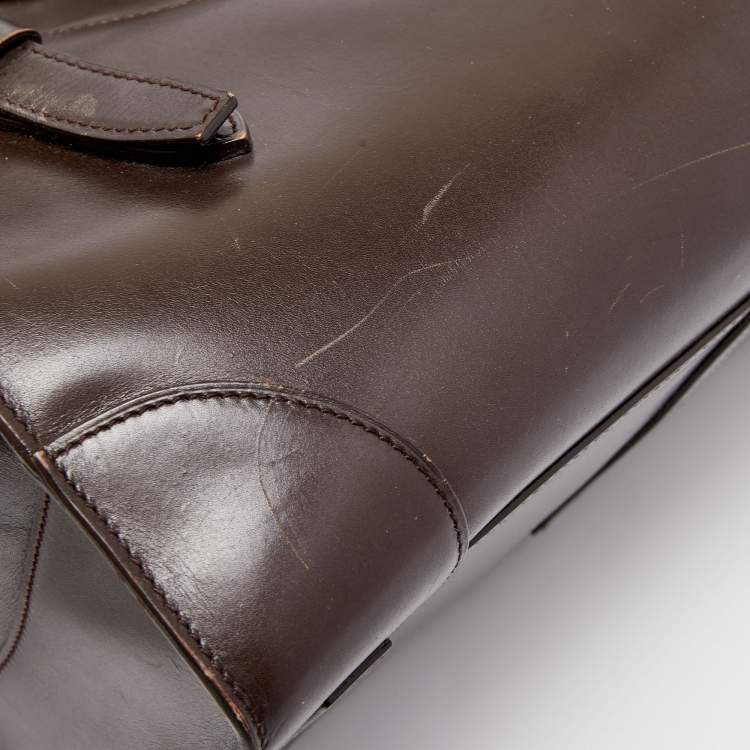 Pre Owned Ralph Lauren Dark Brown Leather Ricky 33 Tote