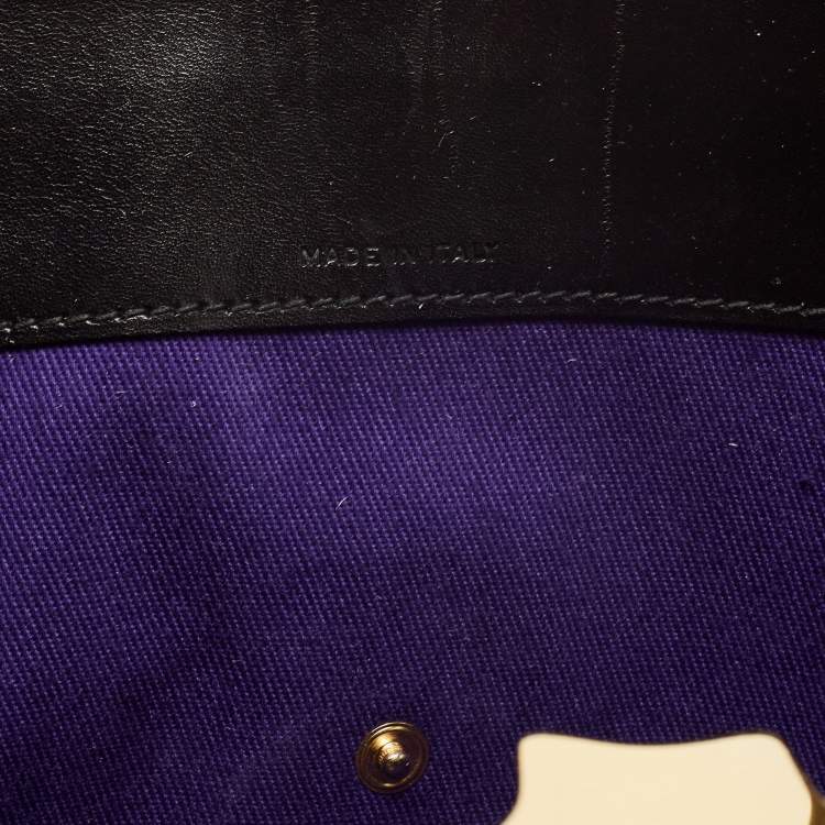 Pre Owned Ralph Lauren Black Printed Leather and Fabric Ricky 33 Tote