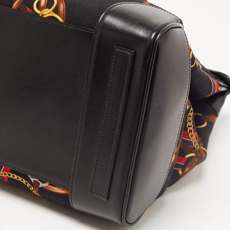 Pre Owned Ralph Lauren Black Printed Leather and Fabric Ricky 33 Tote