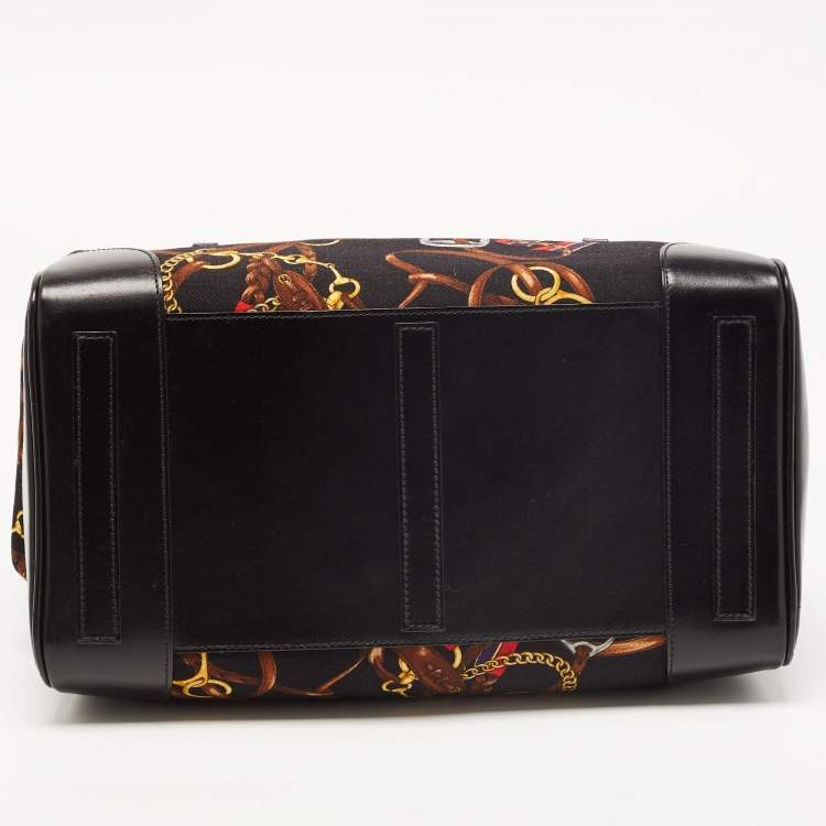 Pre Owned Ralph Lauren Black Printed Leather and Fabric Ricky 33 Tote