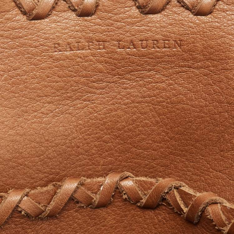 Pre Owned Ralph Lauren Brown Leather Fringe Flap Crossbody Bag