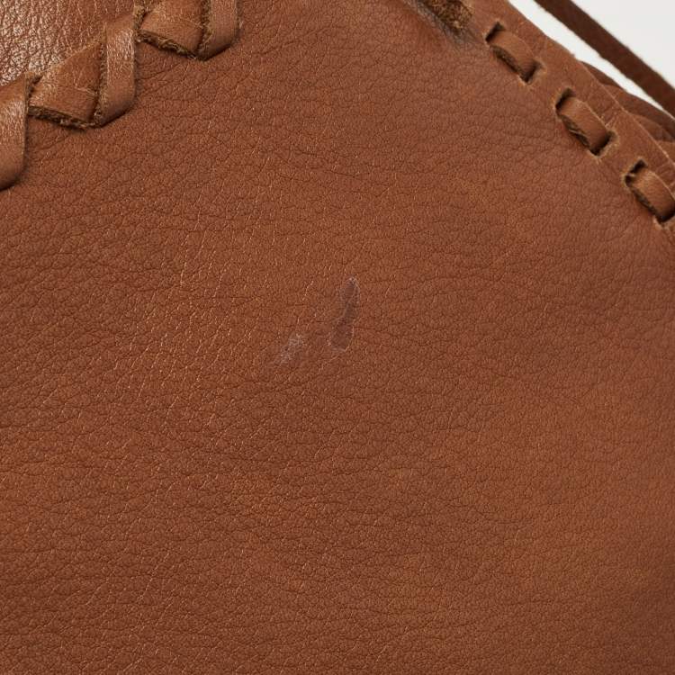Pre Owned Ralph Lauren Brown Leather Fringe Flap Crossbody Bag