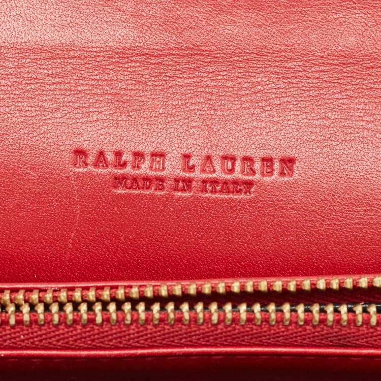 Pre Owned Ralph Lauren Red/Blue Leather Ricky Continental Wallet