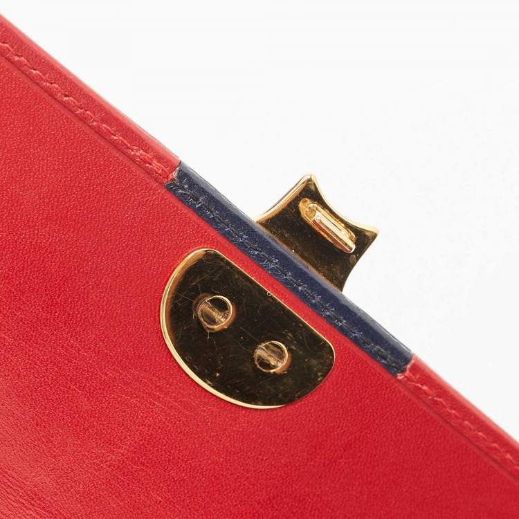 Pre Owned Ralph Lauren Red/Blue Leather Ricky Continental Wallet