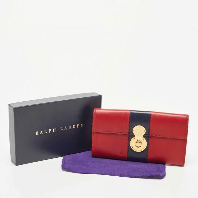 Pre Owned Ralph Lauren Red/Blue Leather Ricky Continental Wallet