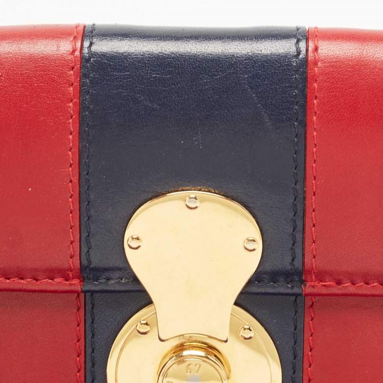 Pre Owned Ralph Lauren Red/Blue Leather Ricky Continental Wallet
