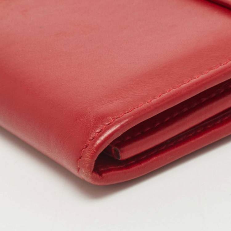 Pre Owned Ralph Lauren Red/Blue Leather Ricky Continental Wallet