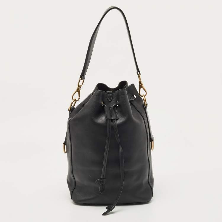 Pre Owned Ralph Lauren Black Leather Ricky Drawstring Bucket Bag