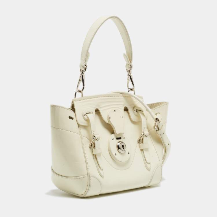 Pre Owned Ralph Lauren White Patent Leather Ricky 18 Crossbody Bag