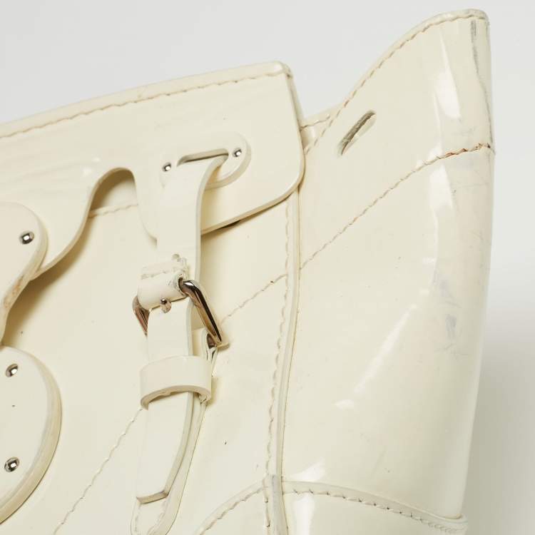 Pre Owned Ralph Lauren White Patent Leather Ricky 18 Crossbody Bag