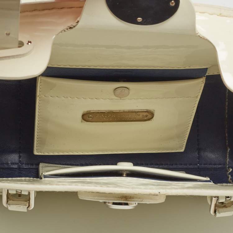 Pre Owned Ralph Lauren White Patent Leather Ricky 18 Crossbody Bag