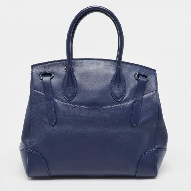مملوكة مسبقًا Ralph Lauren Dark Blue Soft Leather Ricky 33 Tote