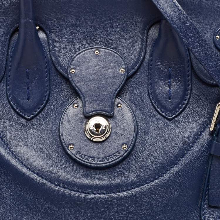 مملوكة مسبقًا Ralph Lauren Dark Blue Soft Leather Ricky 33 Tote
