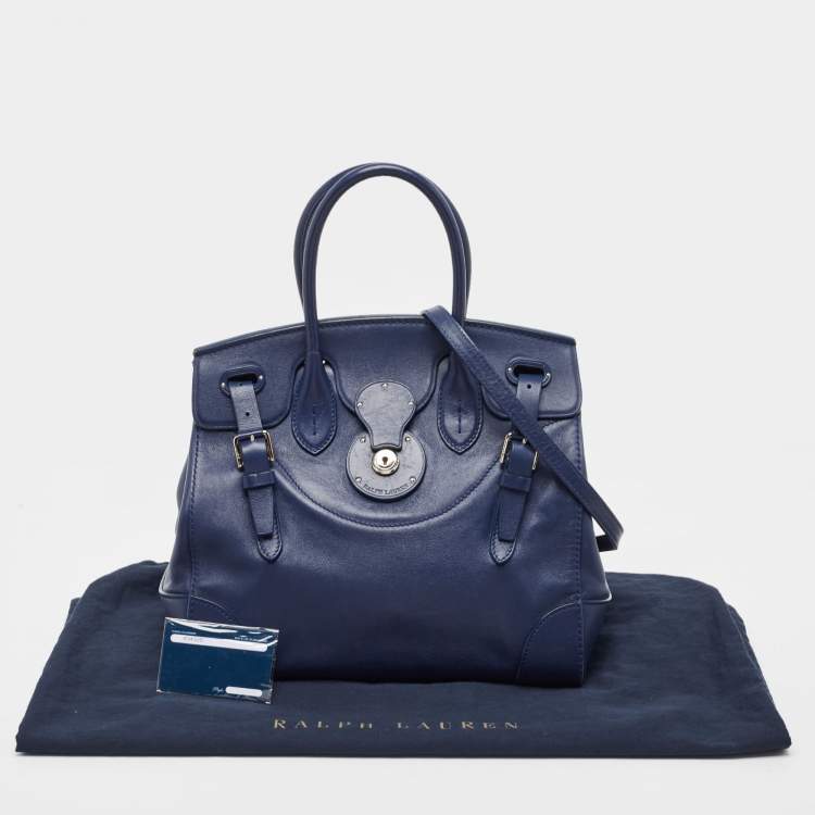 مملوكة مسبقًا Ralph Lauren Dark Blue Soft Leather Ricky 33 Tote