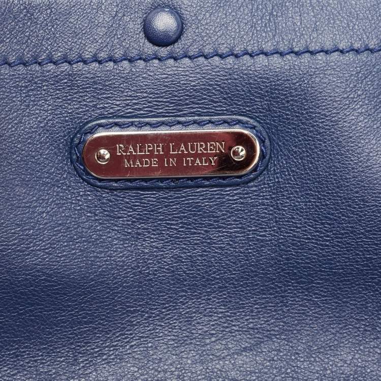 مملوكة مسبقًا Ralph Lauren Dark Blue Soft Leather Ricky 33 Tote