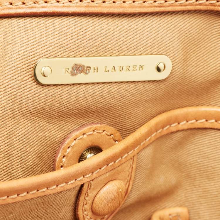 Pre Owned Ralph Lauren Multicolor Equestrian Canvas and Leather Shopper Tote