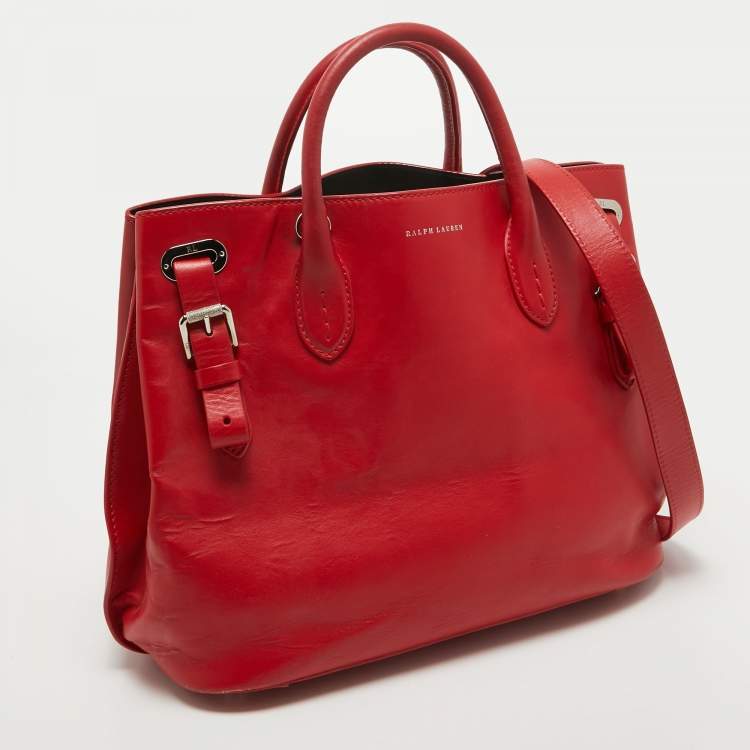 Pre Owned Ralph Lauren Red Leather Tote