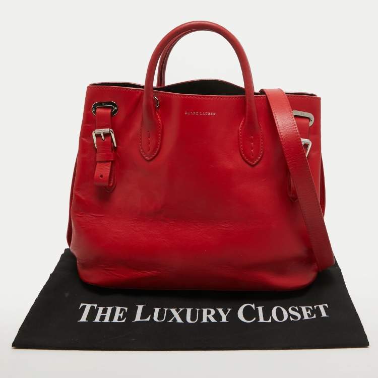 Pre Owned Ralph Lauren Red Leather Tote