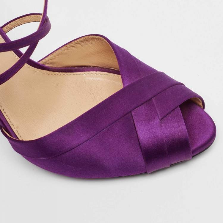 Pre Owned Ralph Lauren Purple Satin Ankle Strap Sandals Size 40