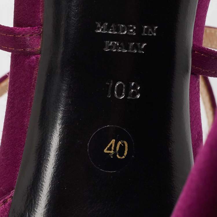 Pre Owned Ralph Lauren Purple Satin Ankle Strap Sandals Size 40