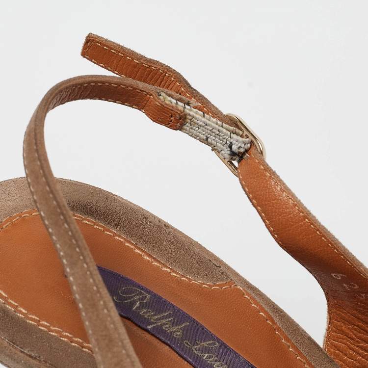 Pre Owned Ralph Lauren Light Brown Suede Slingback Pumps Size 39
