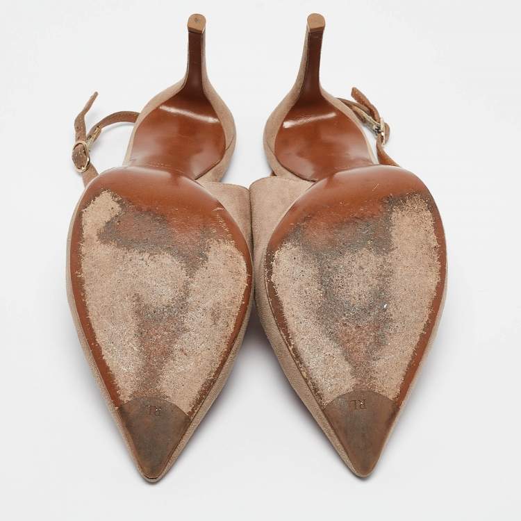 Pre Owned Ralph Lauren Light Brown Suede Slingback Pumps Size 39