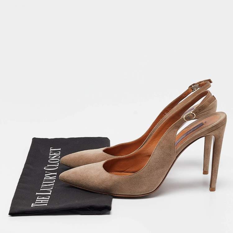 Pre Owned Ralph Lauren Light Brown Suede Slingback Pumps Size 39