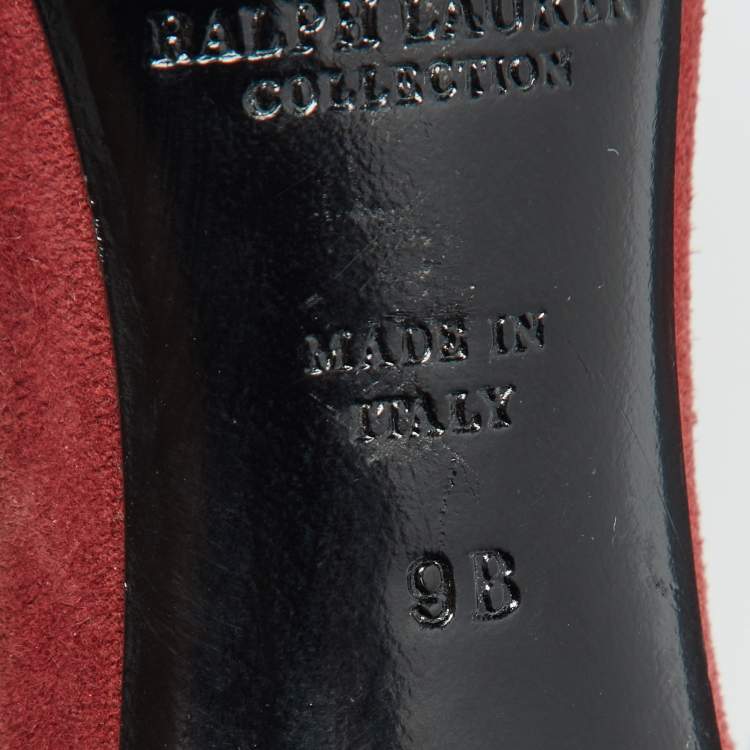 Pre Owned Ralph Lauren Rust Red Suede Arianna Peep Toe Sandals Size 39