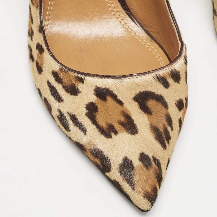 Pre Owned Ralph Lauren Beige Calfhair Pointed Toe Pumps Size 37.5
