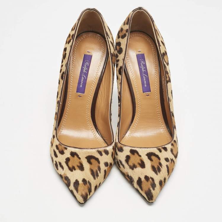 Pre Owned Ralph Lauren Beige Calfhair Pointed Toe Pumps Size 37.5