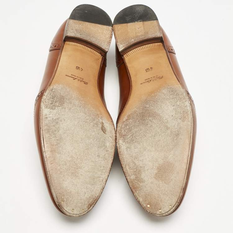 Pre Owned Ralph Lauren Brown Perforated Leather Quincy Loafers Size 41