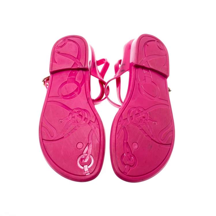Pre Owned Ralph Lauren Fuschia Pink Jelly Karly Ankle Strap Sandals Size 41