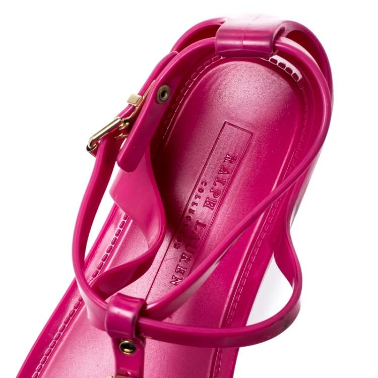 Pre Owned Ralph Lauren Fuschia Pink Jelly Karly Ankle Strap Sandals Size 41