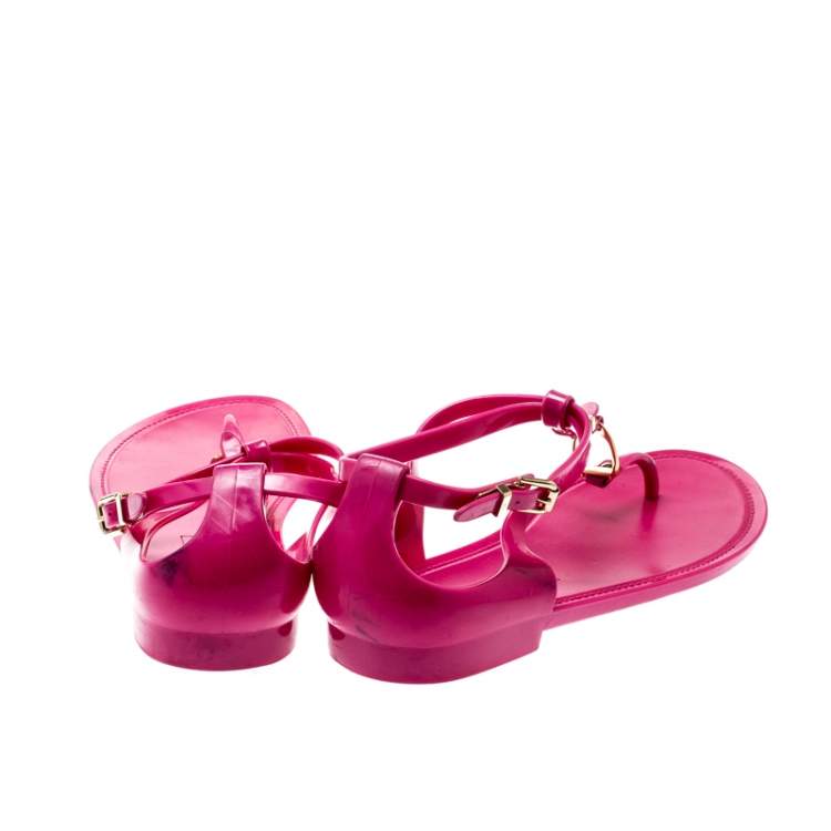 Pre Owned Ralph Lauren Fuschia Pink Jelly Karly Ankle Strap Sandals Size 41