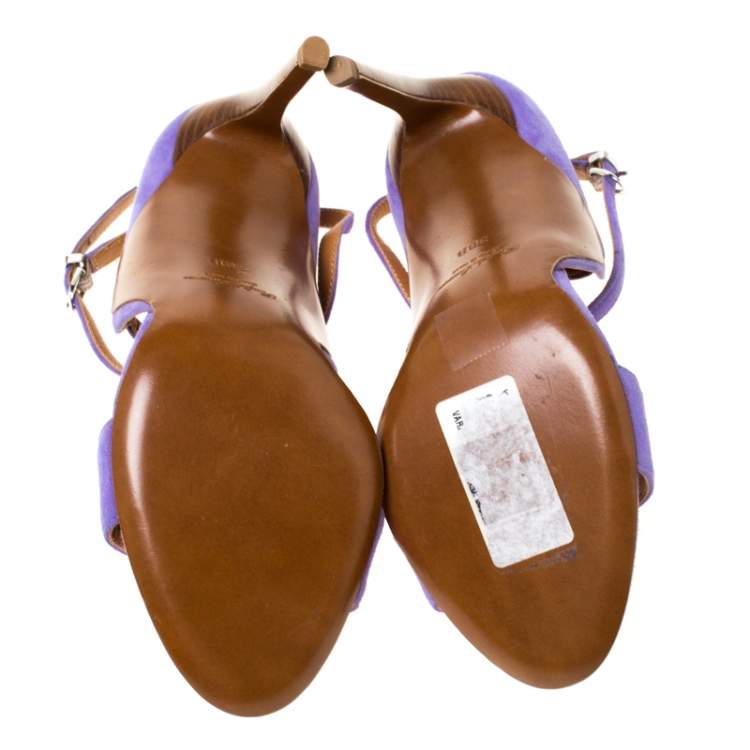 Pre Owned Ralph Lauren Lavender Suede Blana  Ankle Strap Sandals Size 36