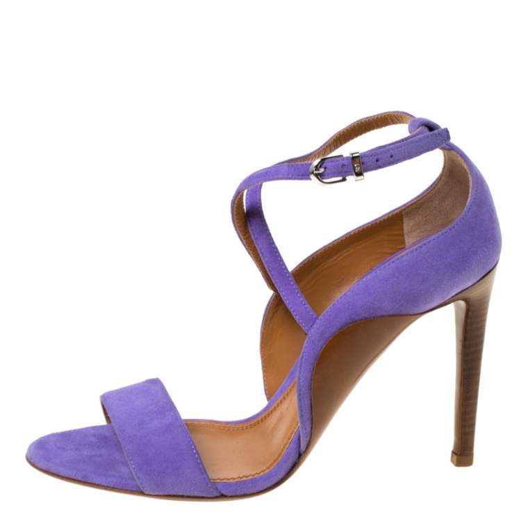 Pre Owned Ralph Lauren Lavender Suede Blana  Ankle Strap Sandals Size 36